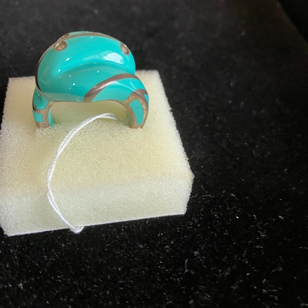 Turquoise Enamal Shell Ring - Picture 4 of 5